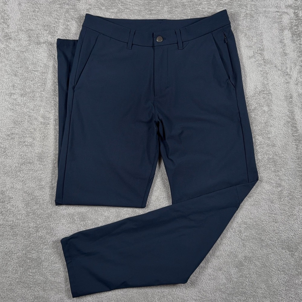 Lululemon Commission Slim Fit Warpstreme Pants Navy Blue Mens 31x28 LM5522S
